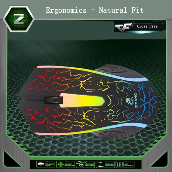 JEQANG- JM-812 Wired Mouse Colorful LED Light, Ergonomic  Design - Image 4