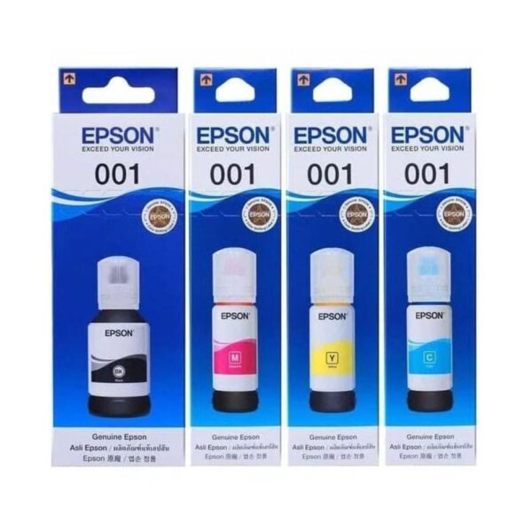 Epson 001 Black, Cyan, Megenta, Yellow Bottle Full Set